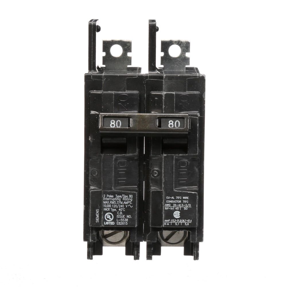 BQ2B080 - SIemens Bolt-On 80 Amp 2 Pole Circuit Breaker - Essential Electric Supply