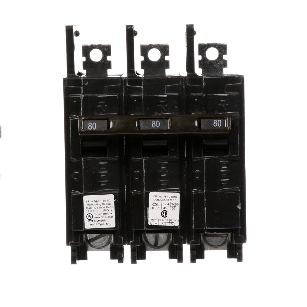 BQ3B080 - SIemens Bolt-On 80 Amp 3 Pole Circuit Breaker - Essential Electric Supply
