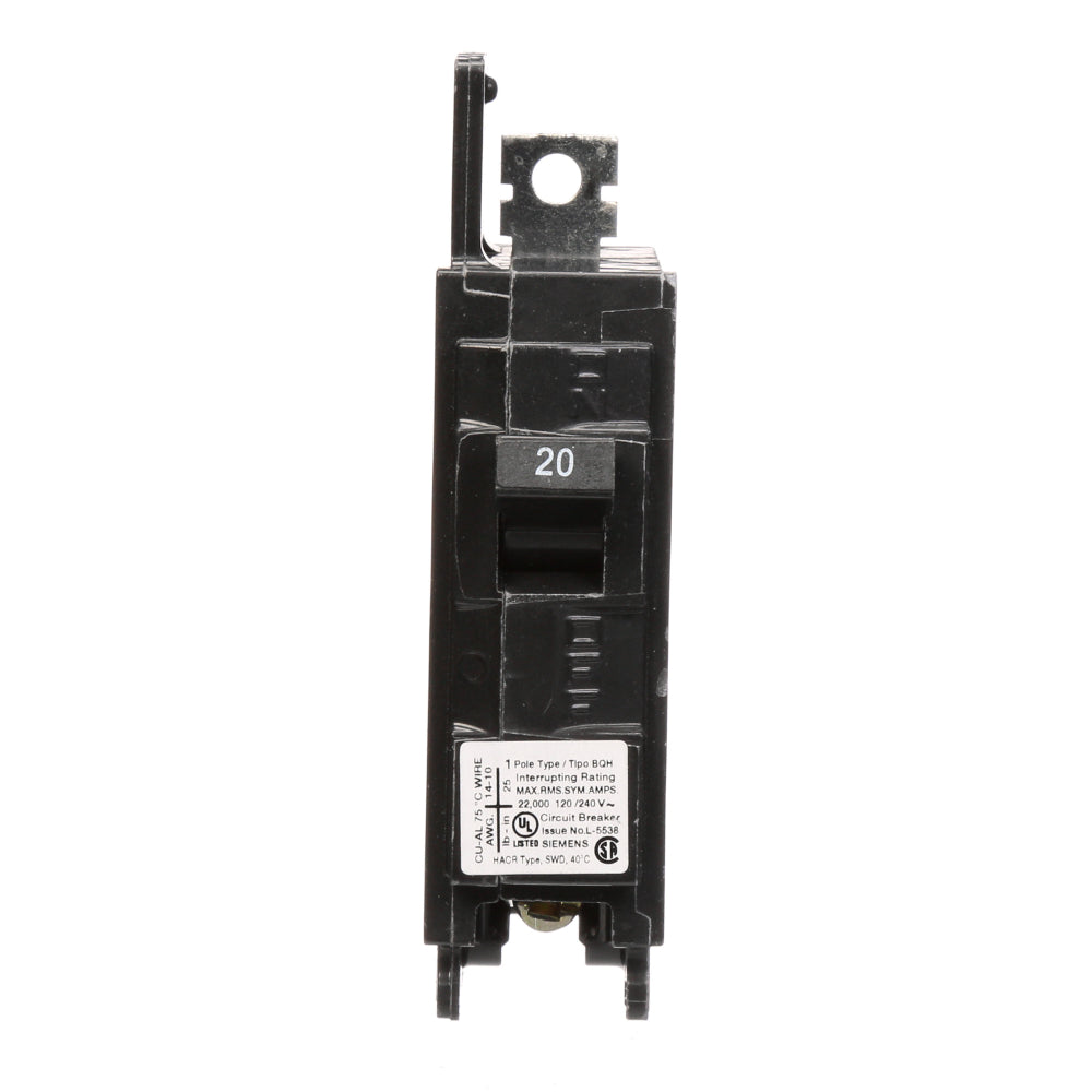 BQ1B020H - SIemens Bolt-On 20 Amp 1 Pole Circuit Breaker - Essential Electric Supply