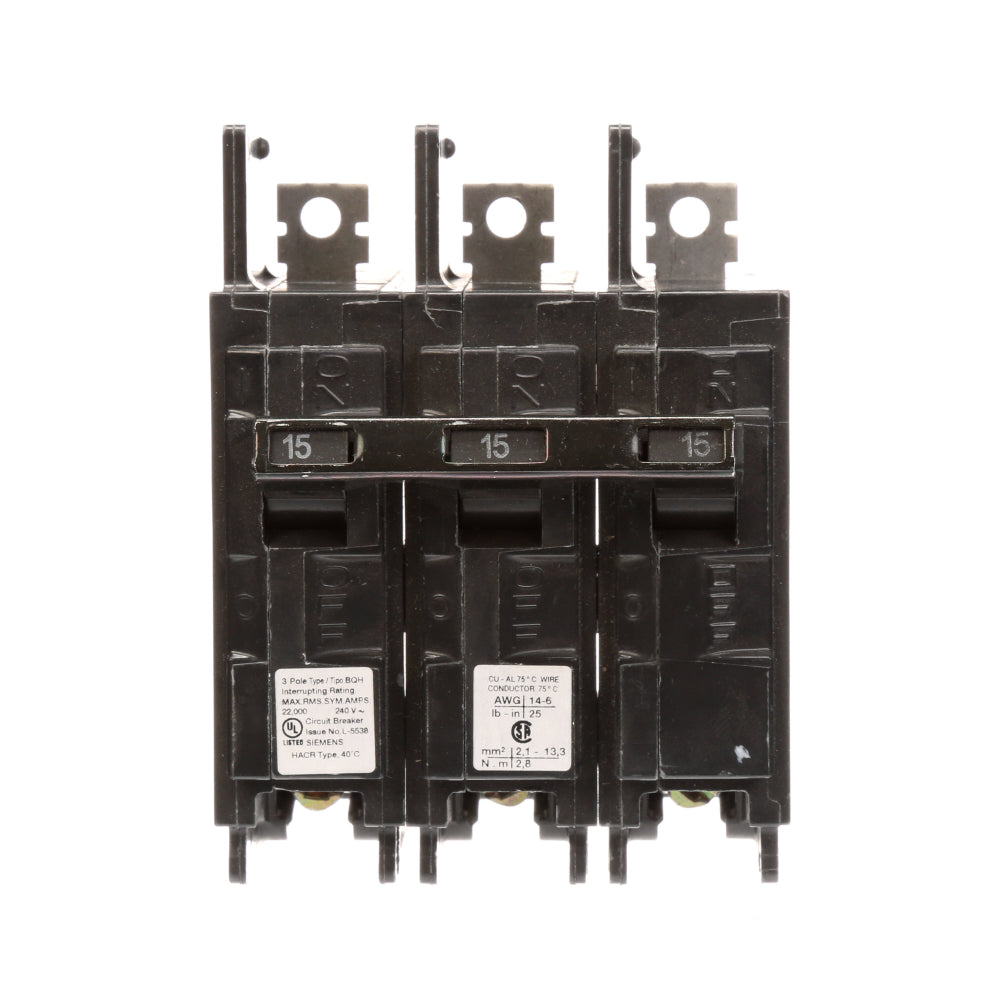 BQ3B015H - SIemens Bolt-On 15 Amp 3 Pole Circuit Breaker - Essential Electric Supply