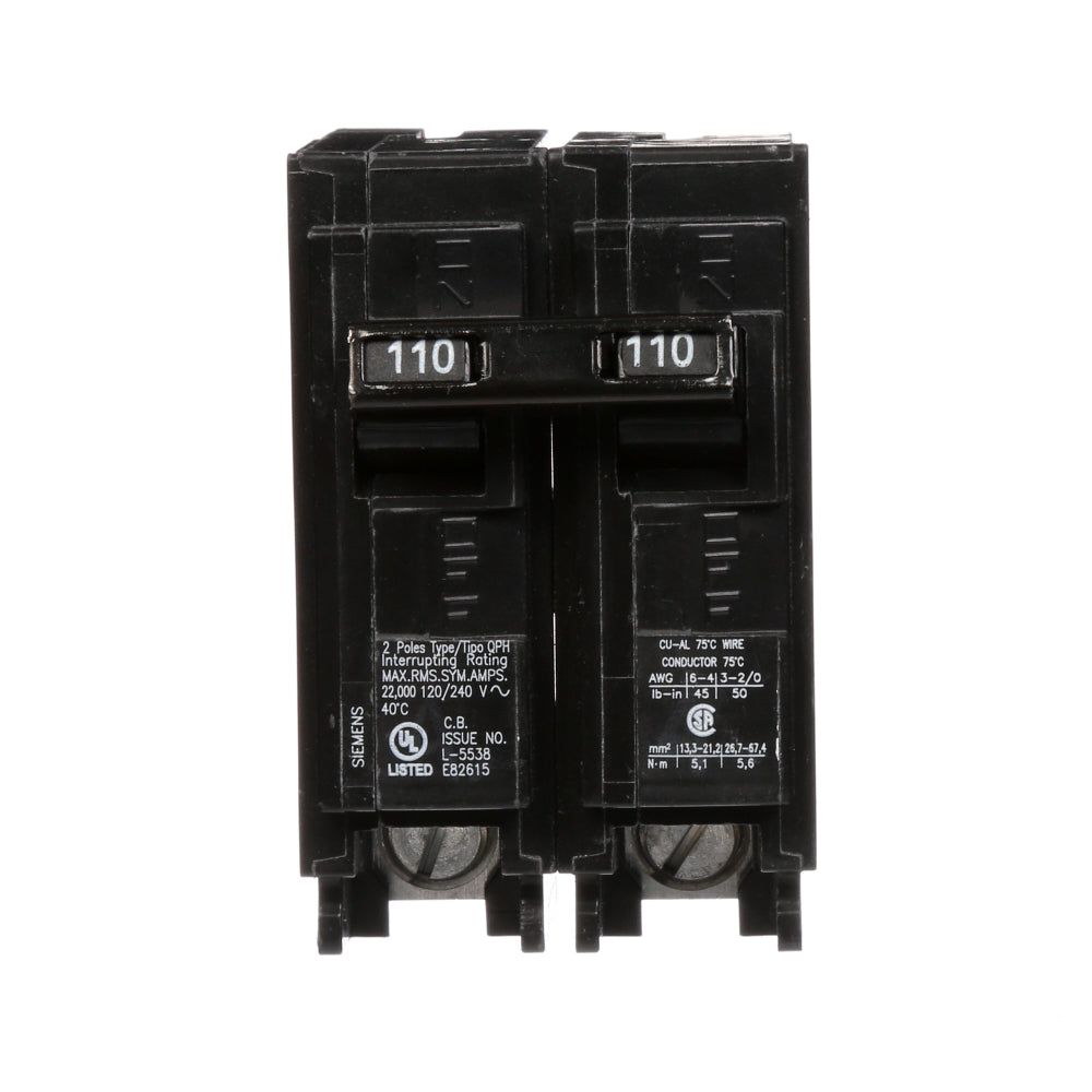 Q2110H - SIemens Plug-In 110 Amp 2 Pole Circuit Breaker - Essential Electric Supply