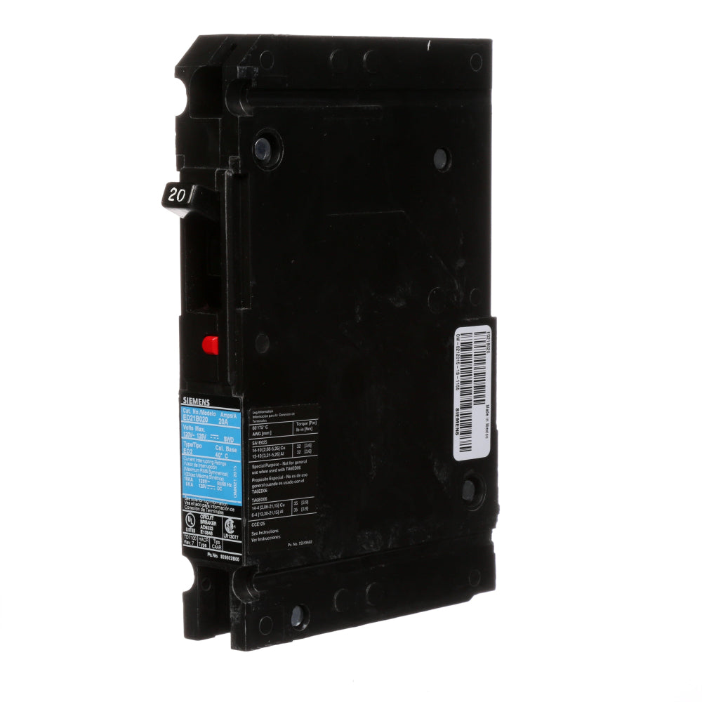 ED21B020 Siemens Molded Case Circuit Breaker Sentron Series 20A 120V - Essential Electric Supply