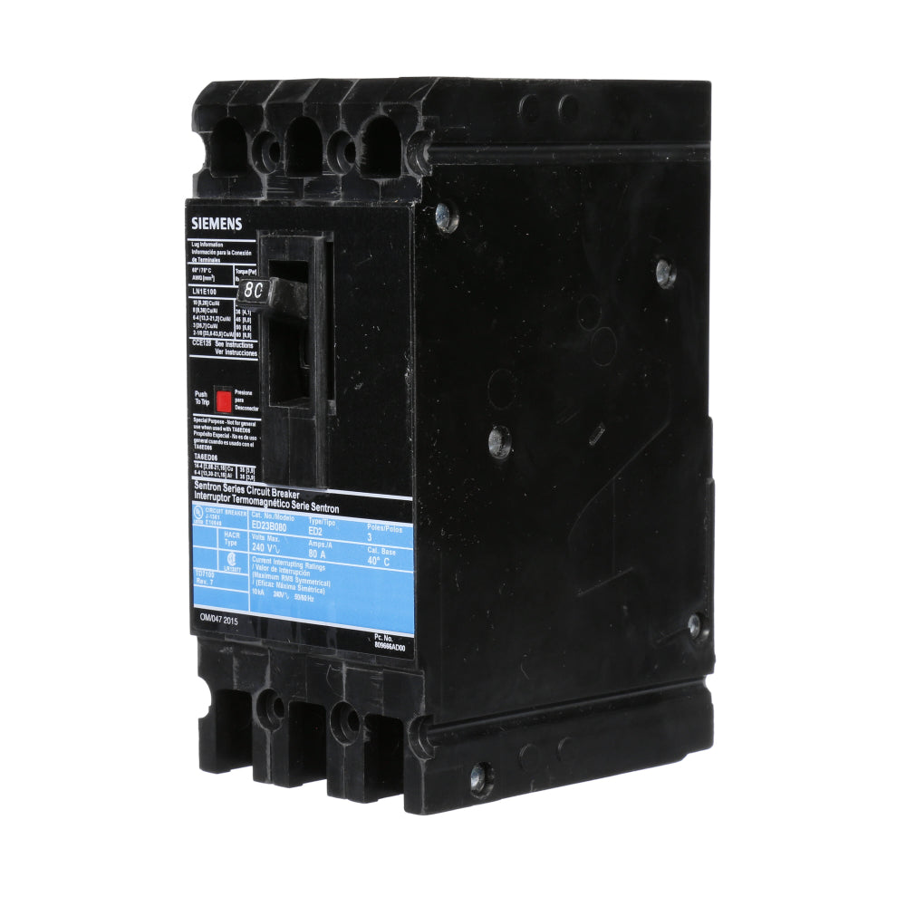 ED23B080 - SIemens Bolt-On 80 Amp 3 Pole Circuit Breaker - Essential Electric Supply