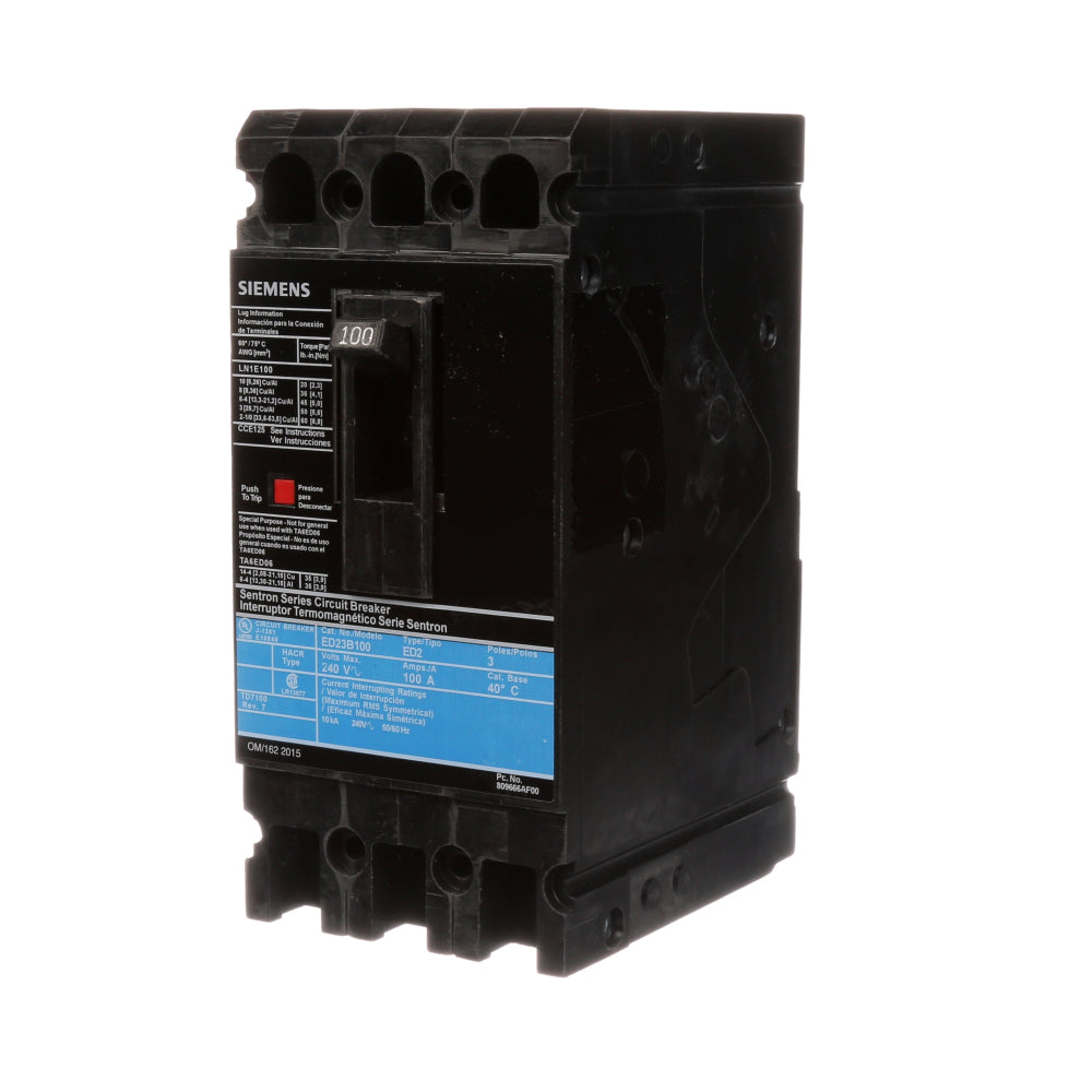 ED23S100A - SIemens Bolt-On 100 Amp 3 Pole Circuit Breaker - Essential Electric Supply