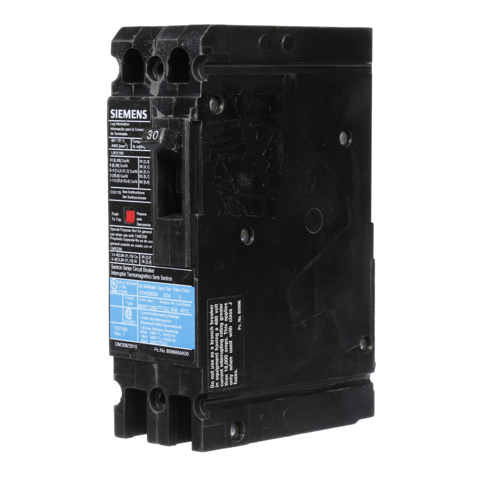 ED42B030 - SIemens Bolt-On 30 Amp 2 Pole Circuit Breaker - Essential Electric Supply