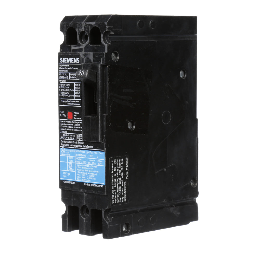 ED42B090 - SIemens Bolt-On 90 Amp 2 Pole Circuit Breaker - Essential Electric Supply