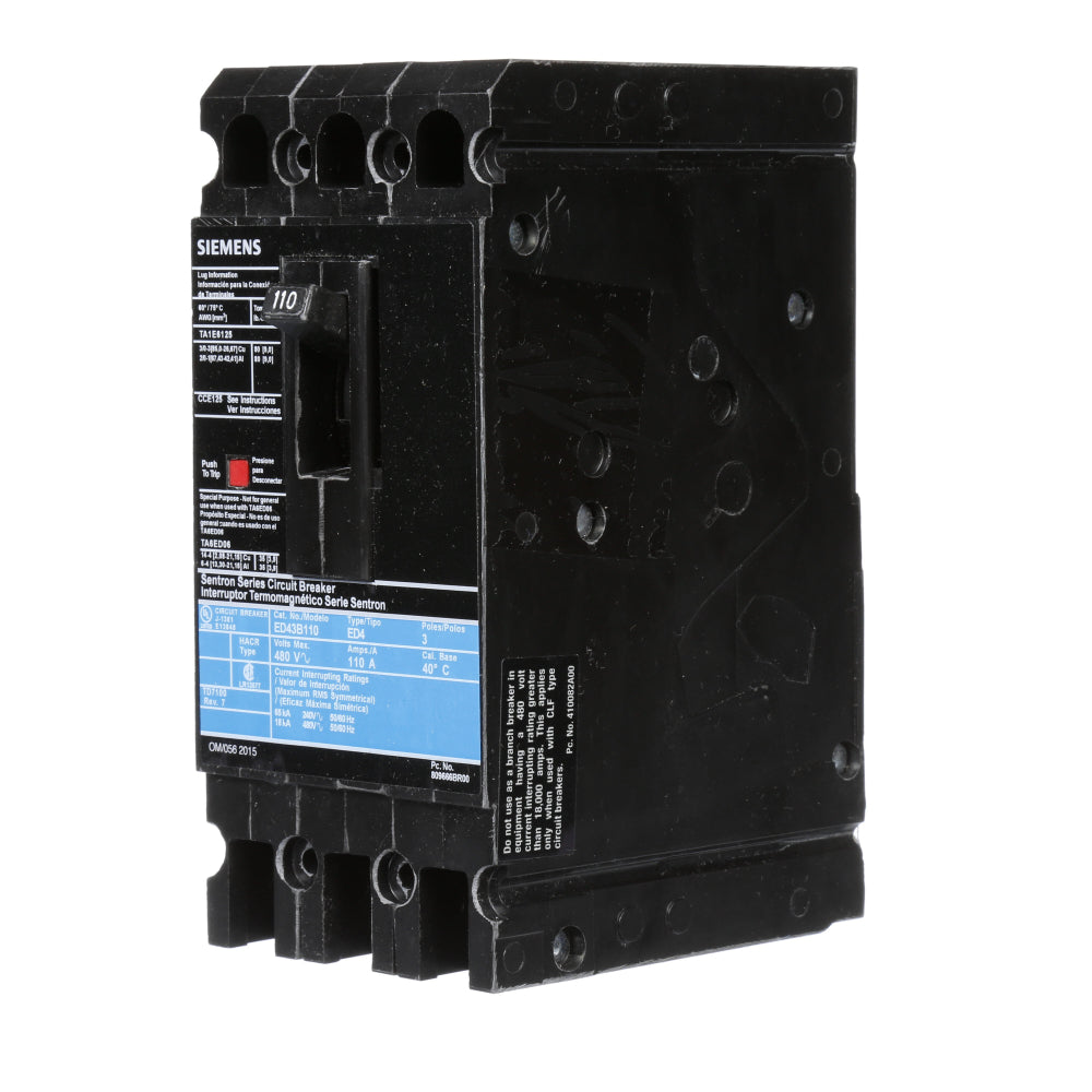 ED43B110 - SIemens Bolt-On 110 Amp 3 Pole Circuit Breaker - Essential Electric Supply