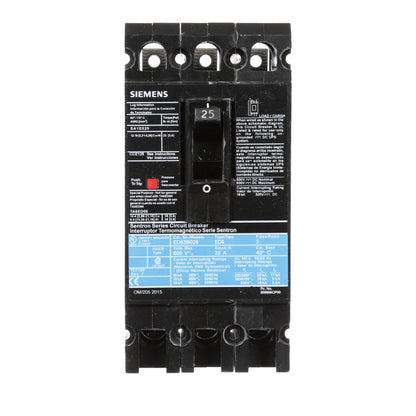 ED63B025 - SIemens Bolt-On 25 Amp 3 Pole Circuit Breaker - Essential Electric Supply