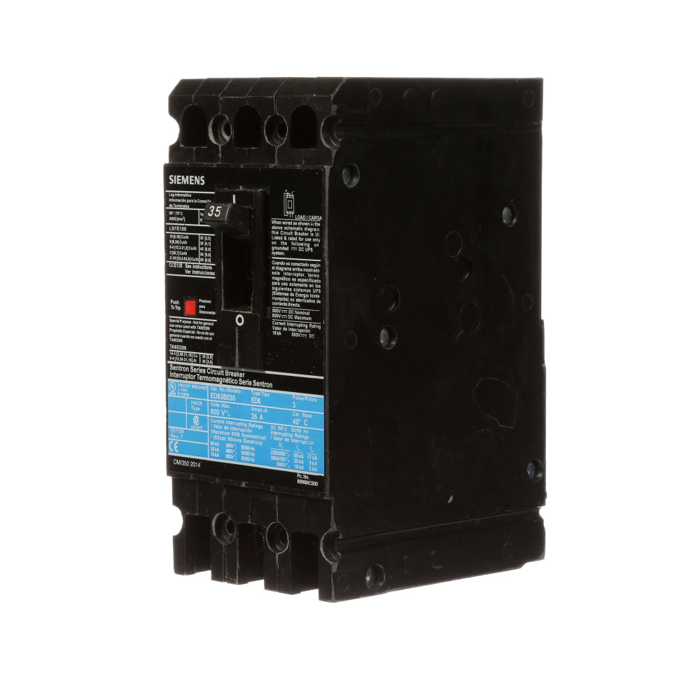 ED63B035 - SIemens Bolt-On 35 Amp 3 Pole Circuit Breaker - Essential Electric Supply