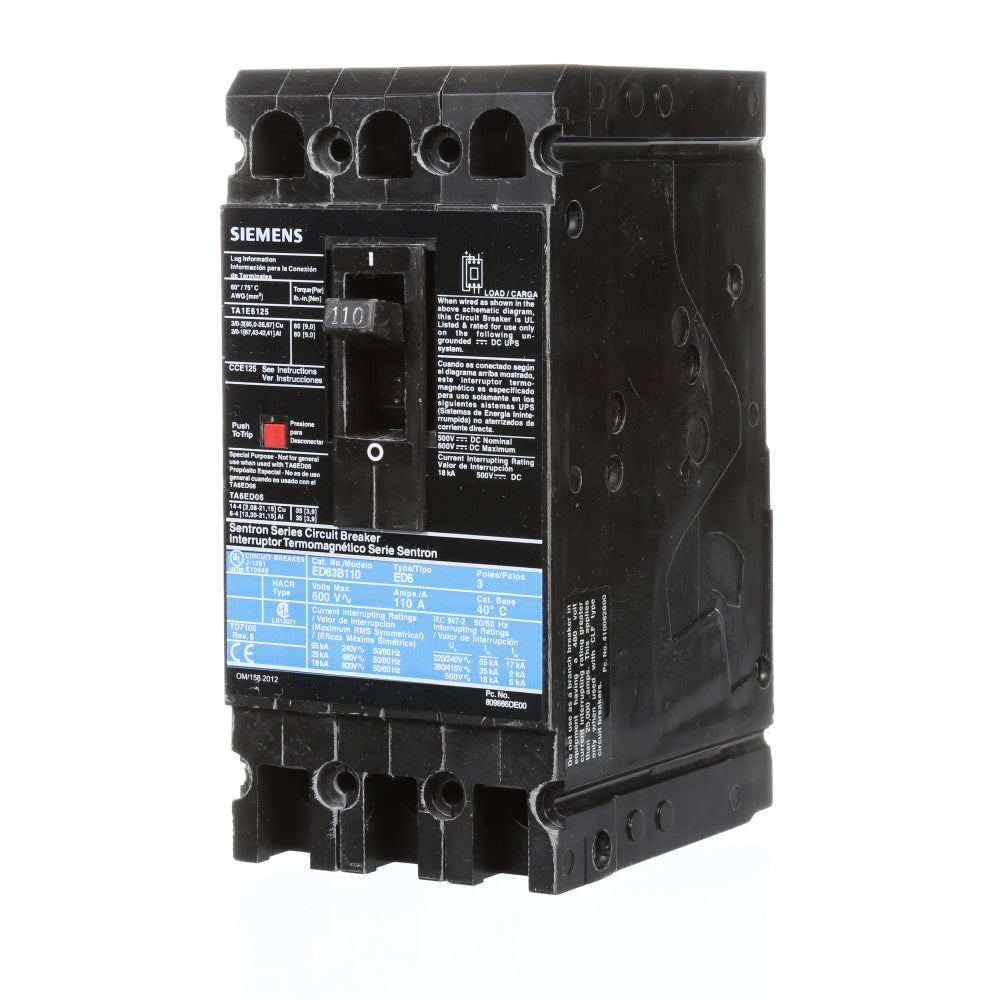ED63B110 - SIemens Bolt-On 110 Amp 3 Pole Circuit Breaker - Essential Electric Supply