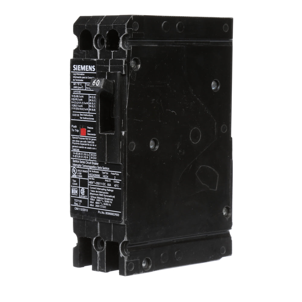 HED42B060 - SIemens Bolt-On 60 Amp 2 Pole Circuit Breaker - Essential Electric Supply