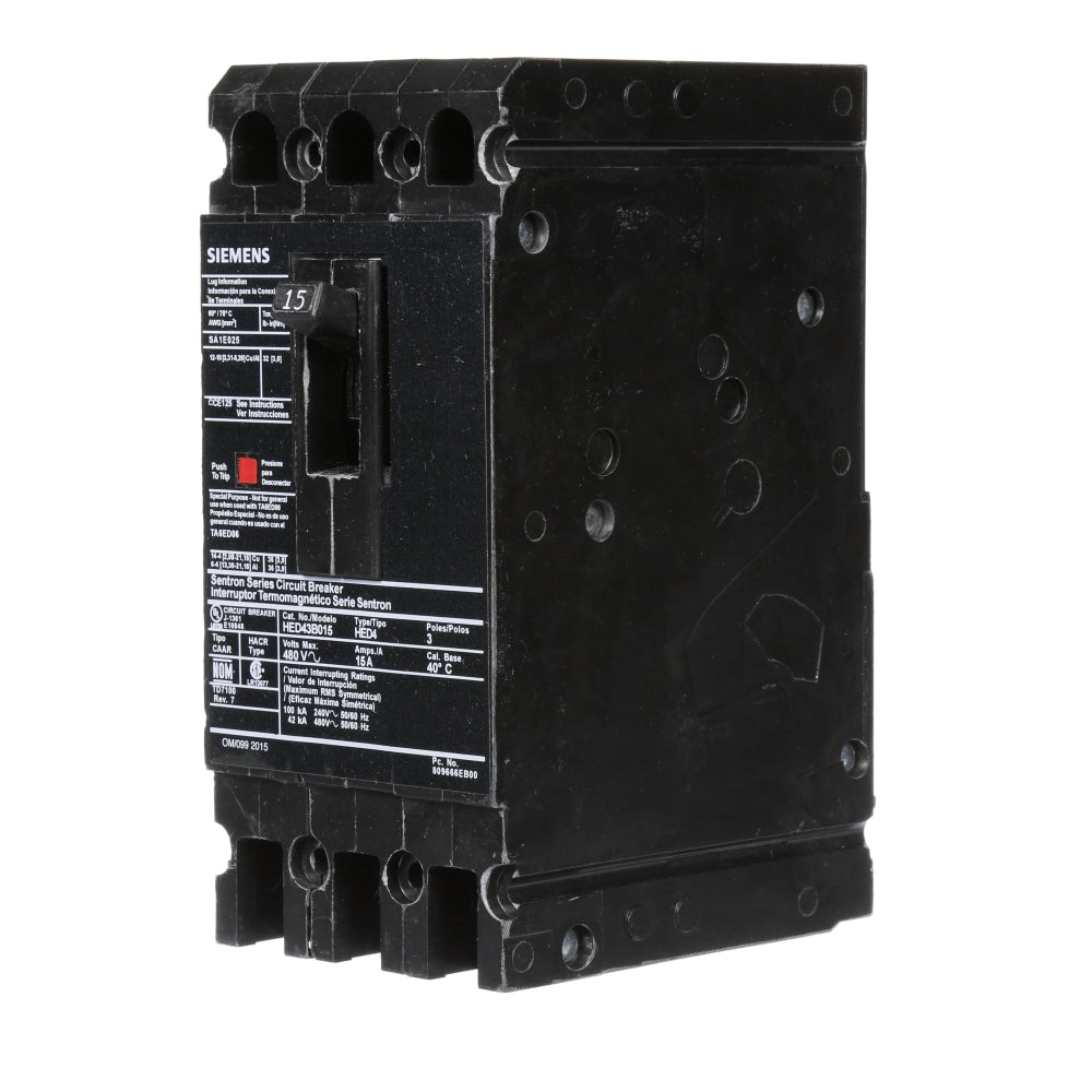HED43B015 - SIemens Bolt-On 15 Amp 3 Pole Circuit Breaker - Essential Electric Supply