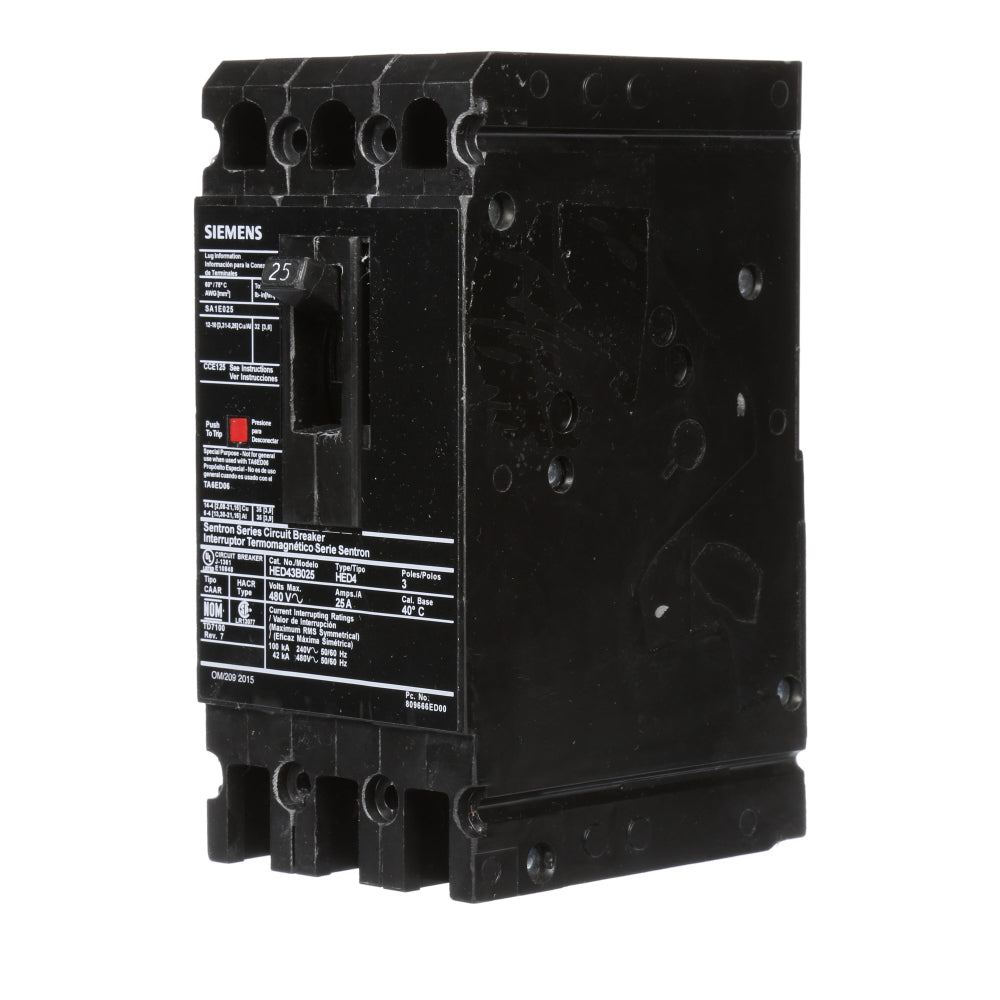 HED43B025 - SIemens Bolt-On 25 Amp 3 Pole Circuit Breaker - Essential Electric Supply