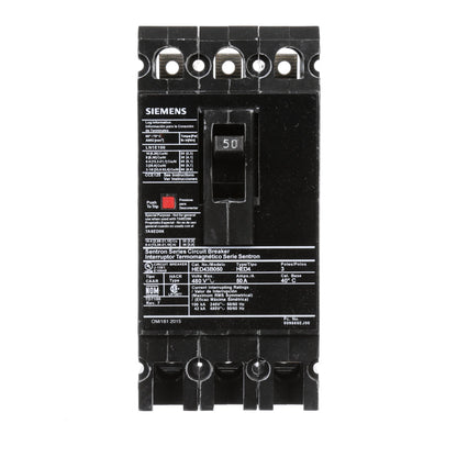 Siemens HED43B050 Molded Case Circuit Breaker | 480V 50A 3P 42kA@480V Lug In Panelboard Sentron Series