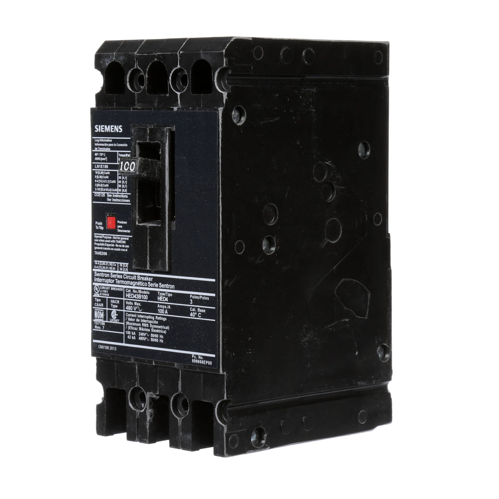 HED43B100 - SIemens Bolt-On 100 Amp 3 Pole Circuit Breaker - Essential Electric Supply