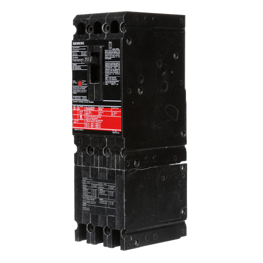 CED63B050 - SIemens Bolt-On 50 Amp 3 Pole Circuit Breaker - Essential Electric Supply