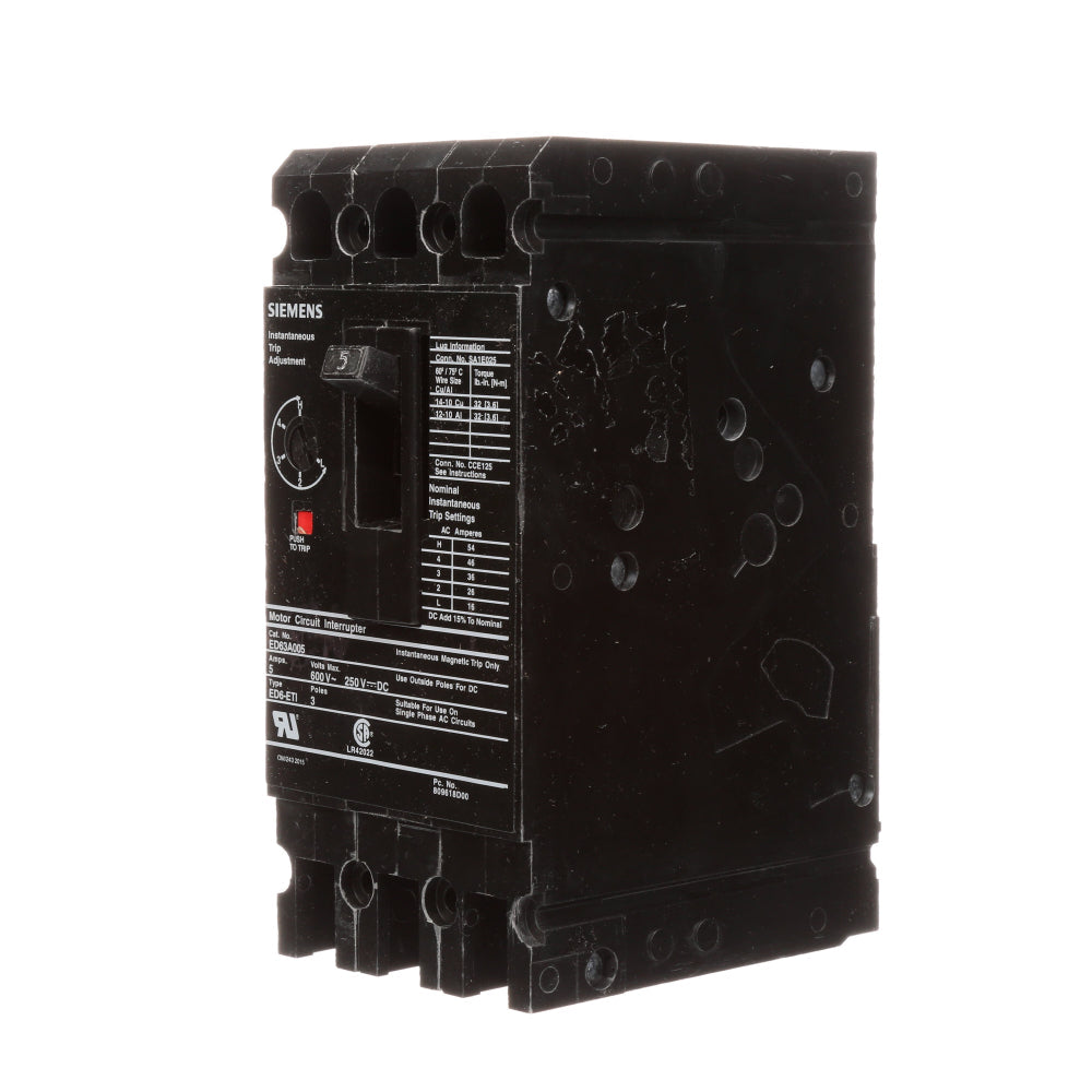 ED63A005 - SIemens Bolt-On 5 Amp 3 Pole Circuit Breaker - Essential Electric Supply