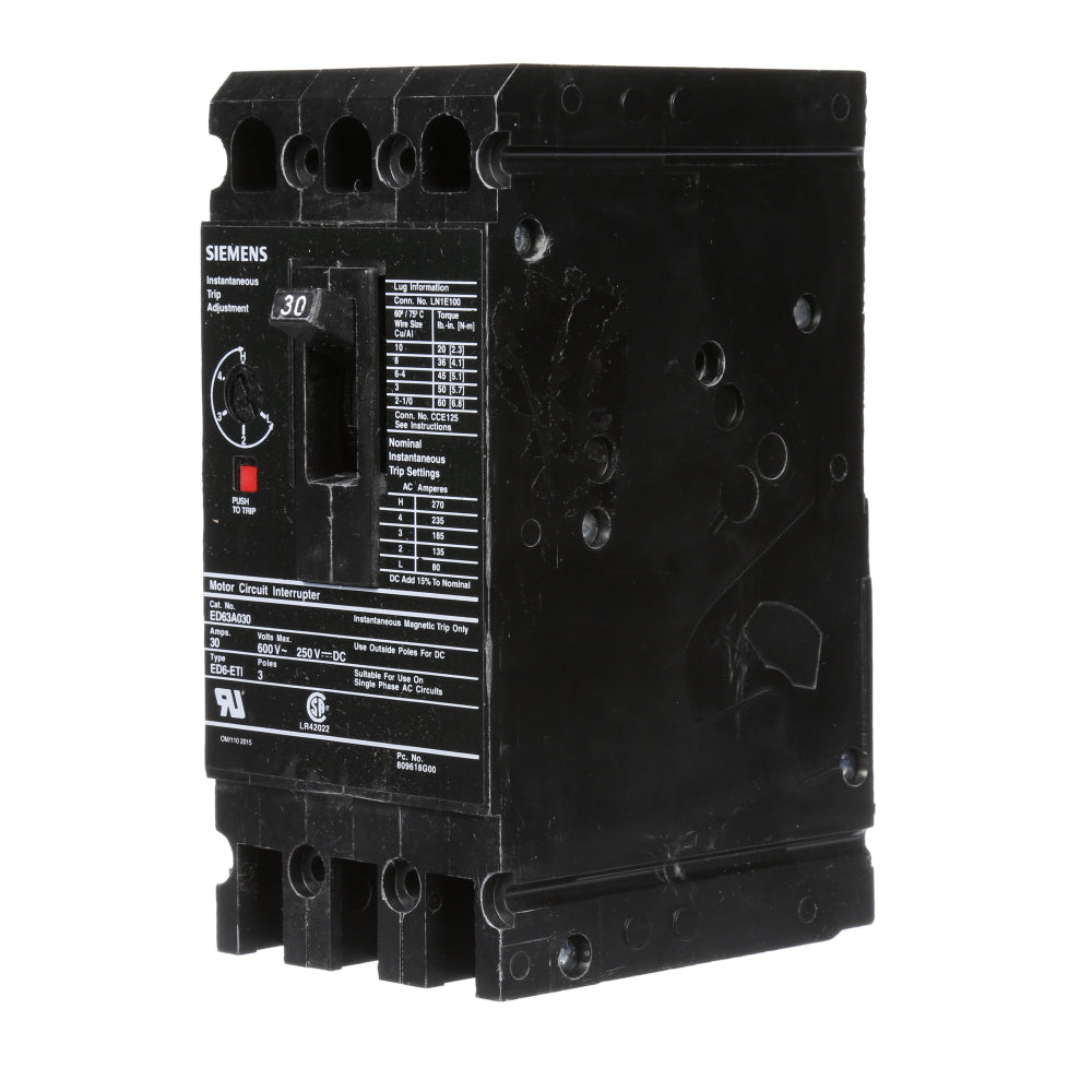 ED63A030 - SIemens Bolt-On 30 Amp 3 Pole Circuit Breaker - Essential Electric Supply