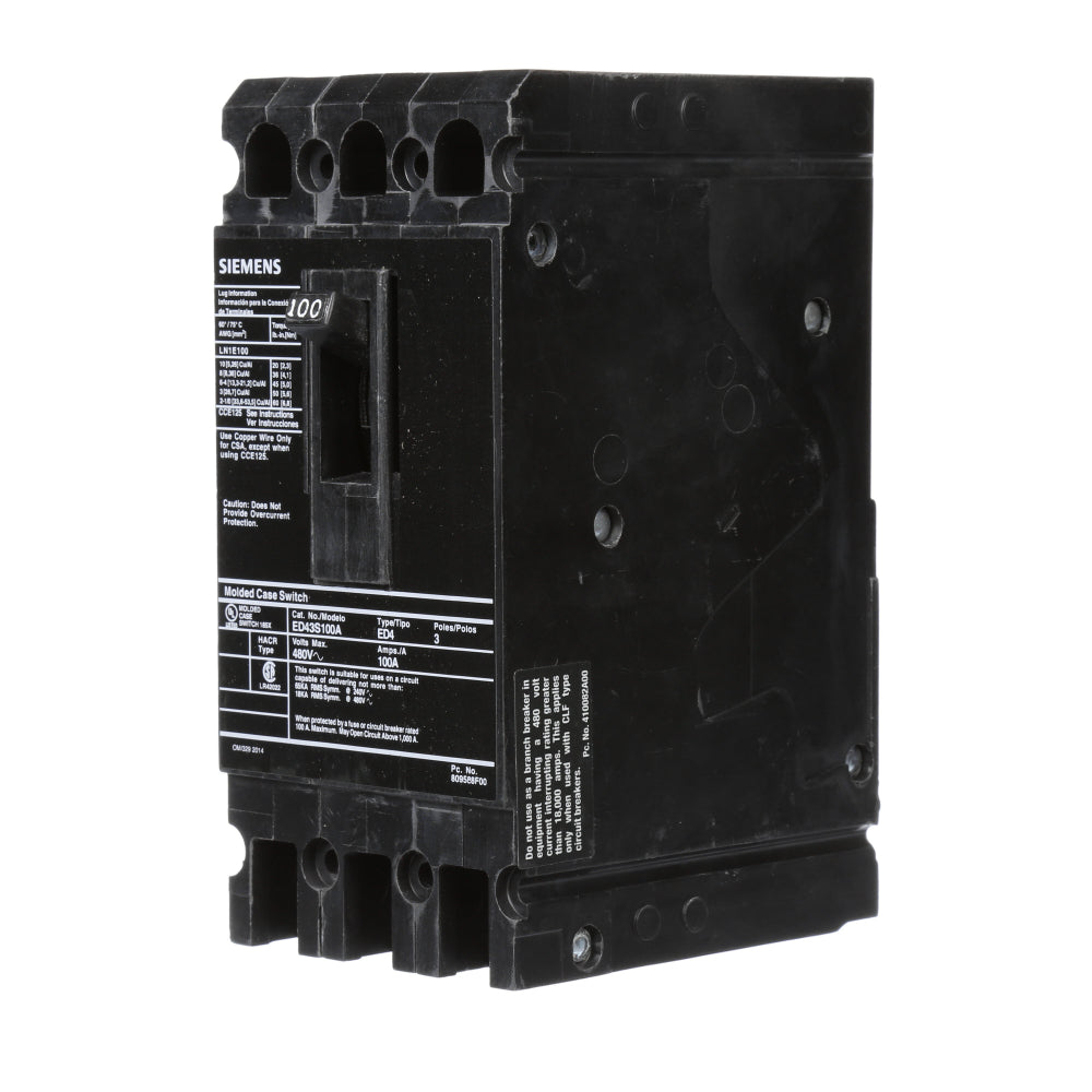 ED43S100A - SIemens Bolt-On 100 Amp 3 Pole Circuit Breaker - Essential Electric Supply