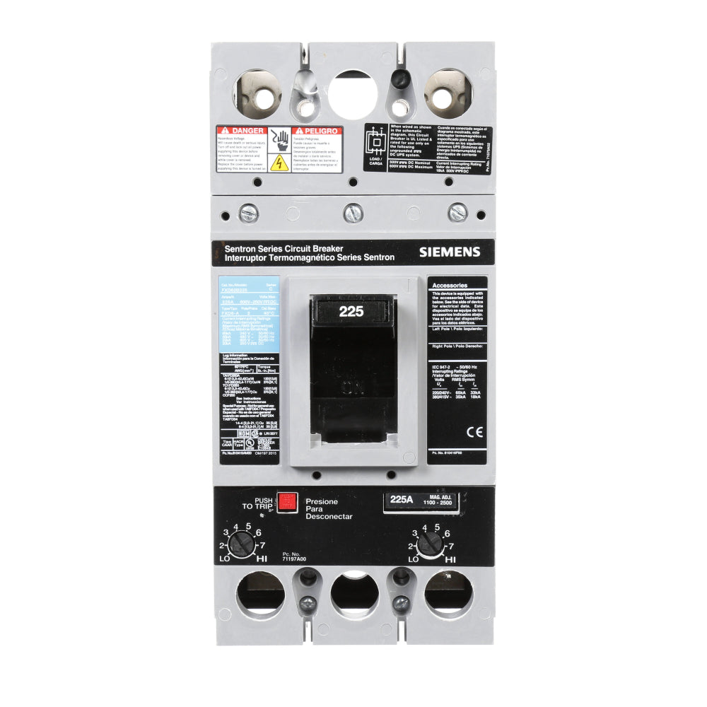 FXD62B225 - SIemens Bolt-On 225 Amp 2 Pole Circuit Breaker - Essential Electric Supply