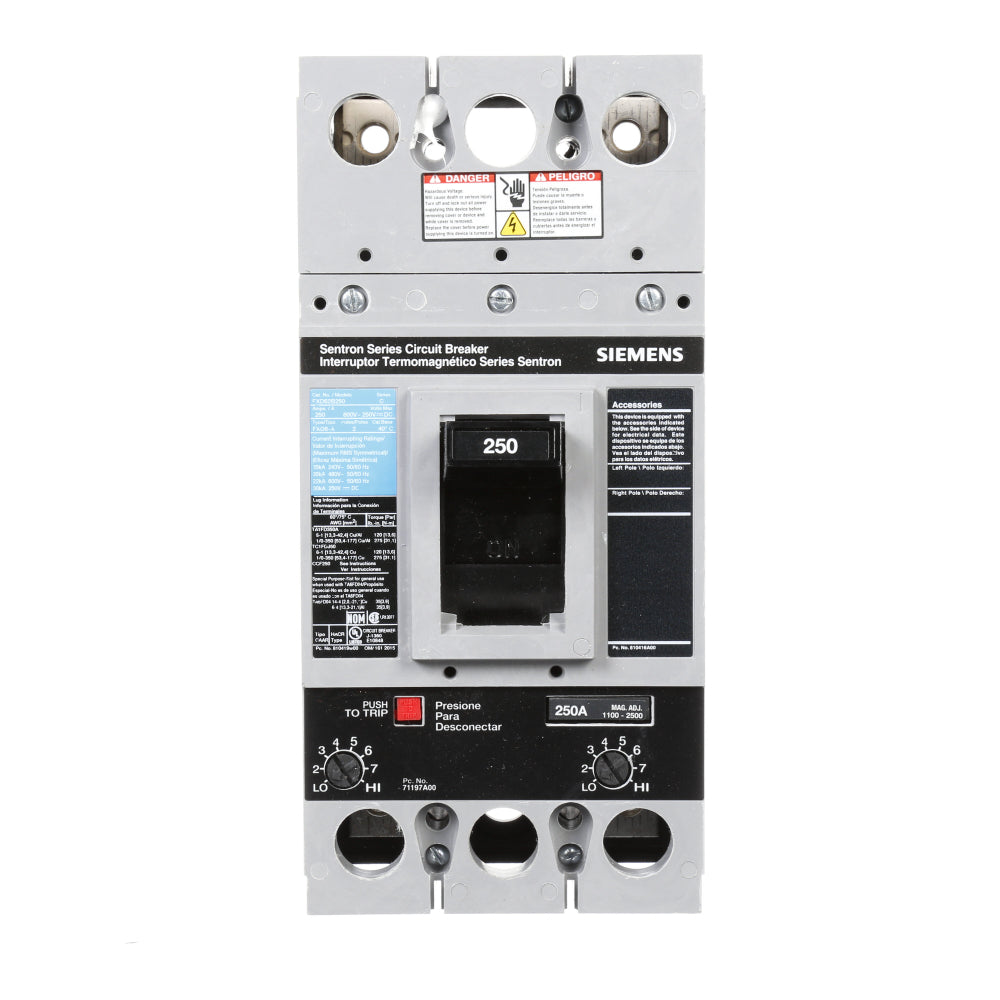 FXD62B250 - SIemens Bolt-On 250 Amp 2 Pole Circuit Breaker - Essential Electric Supply