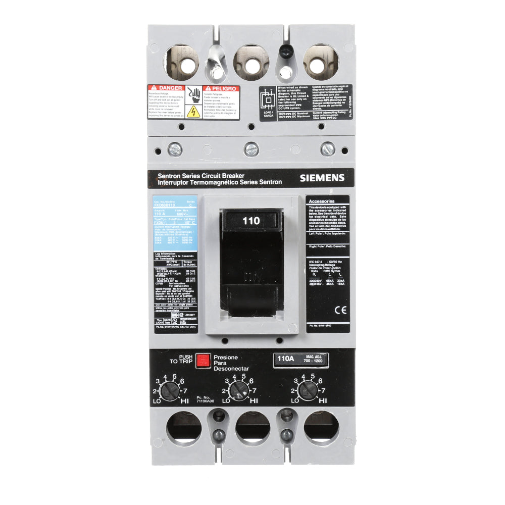 FXD63B110 - SIemens Bolt-On 110 Amp 3 Pole Circuit Breaker - Essential Electric Supply