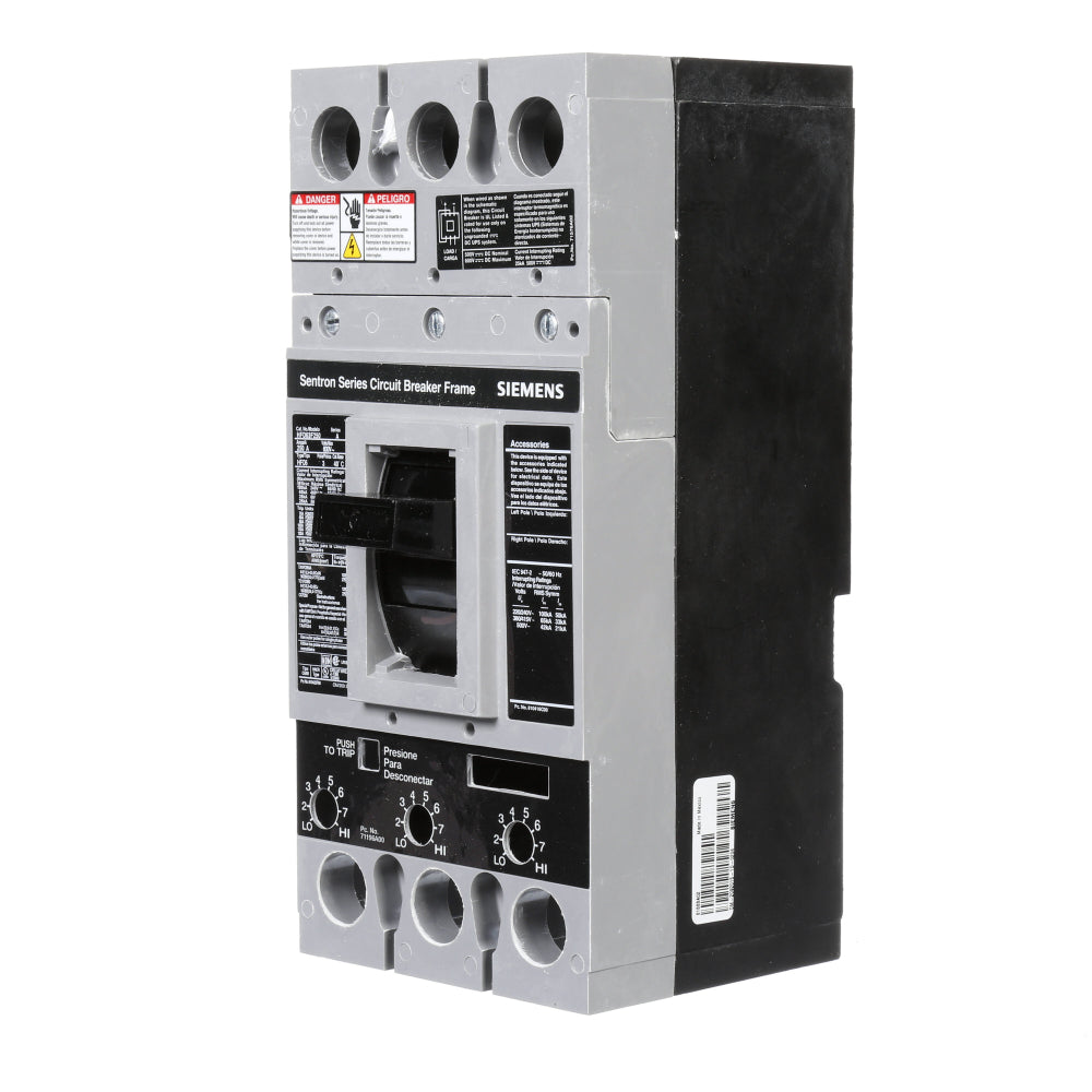Siemens HFD63F250 Molded Case Circuit Breaker | 600V 250A 3P 65kA@480V Bolt-On Sentron Series