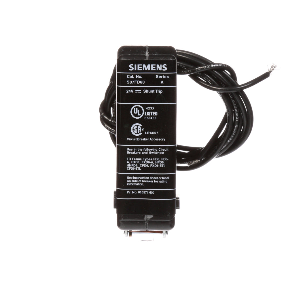 S07FD60  Siemens  Circuit Breaker Shunt Trips  24VDC - Essential Electric Supply