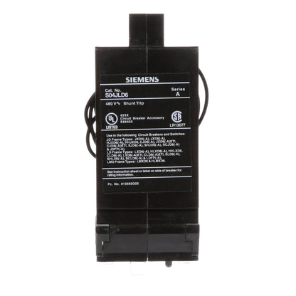 S04JLD6  Siemens  Circuit Breaker Shunt Trips  480VAC - Essential Electric Supply