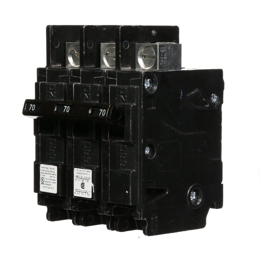 BQ3B070L Siemens Molded Case Circuit Breaker BQ Series 70A 240V - Essential Electric Supply
