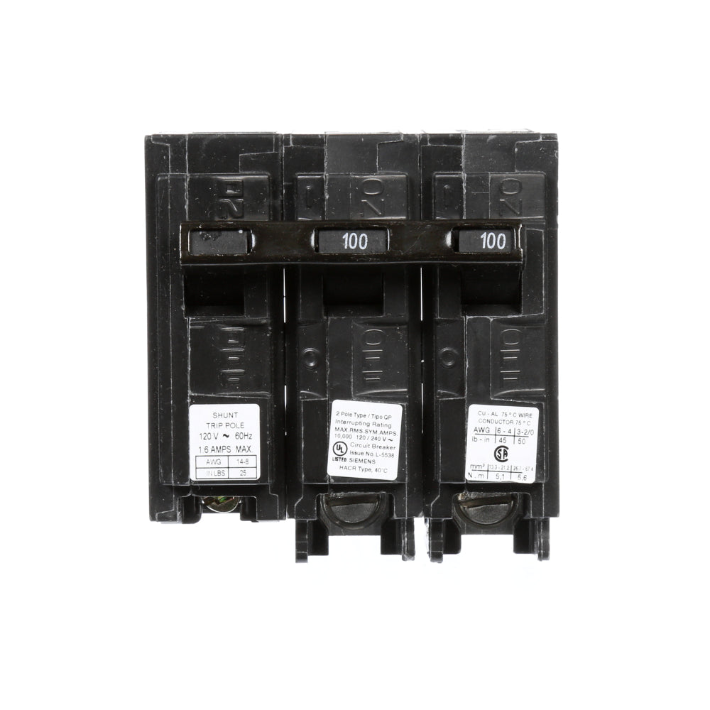 Siemens Q210000S01 Circuit Breaker | 240V 100A 2P 10kA@240V Plug-In Q Series