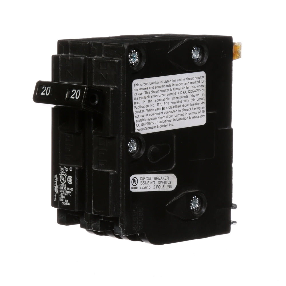D220 Siemens Molded Case Circuit Breaker QD Series 20A 240V - Essential Electric Supply