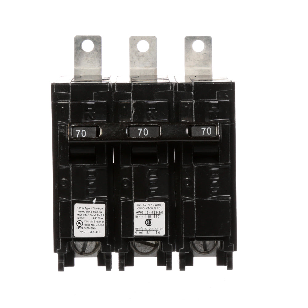 Siemens B370H Circuit Breaker | 240V 70A 3P 22kA@240V Bolt-on BL Series