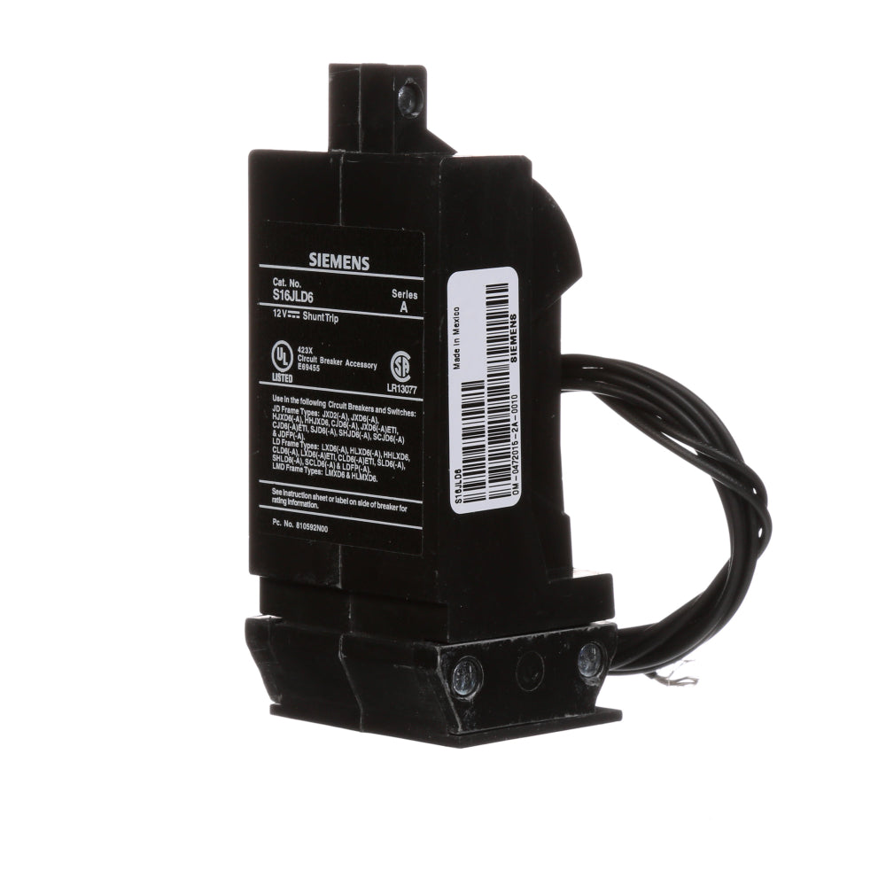 S16JLD6  Siemens  Circuit Breaker Shunt Trips  12VDC - Essential Electric Supply