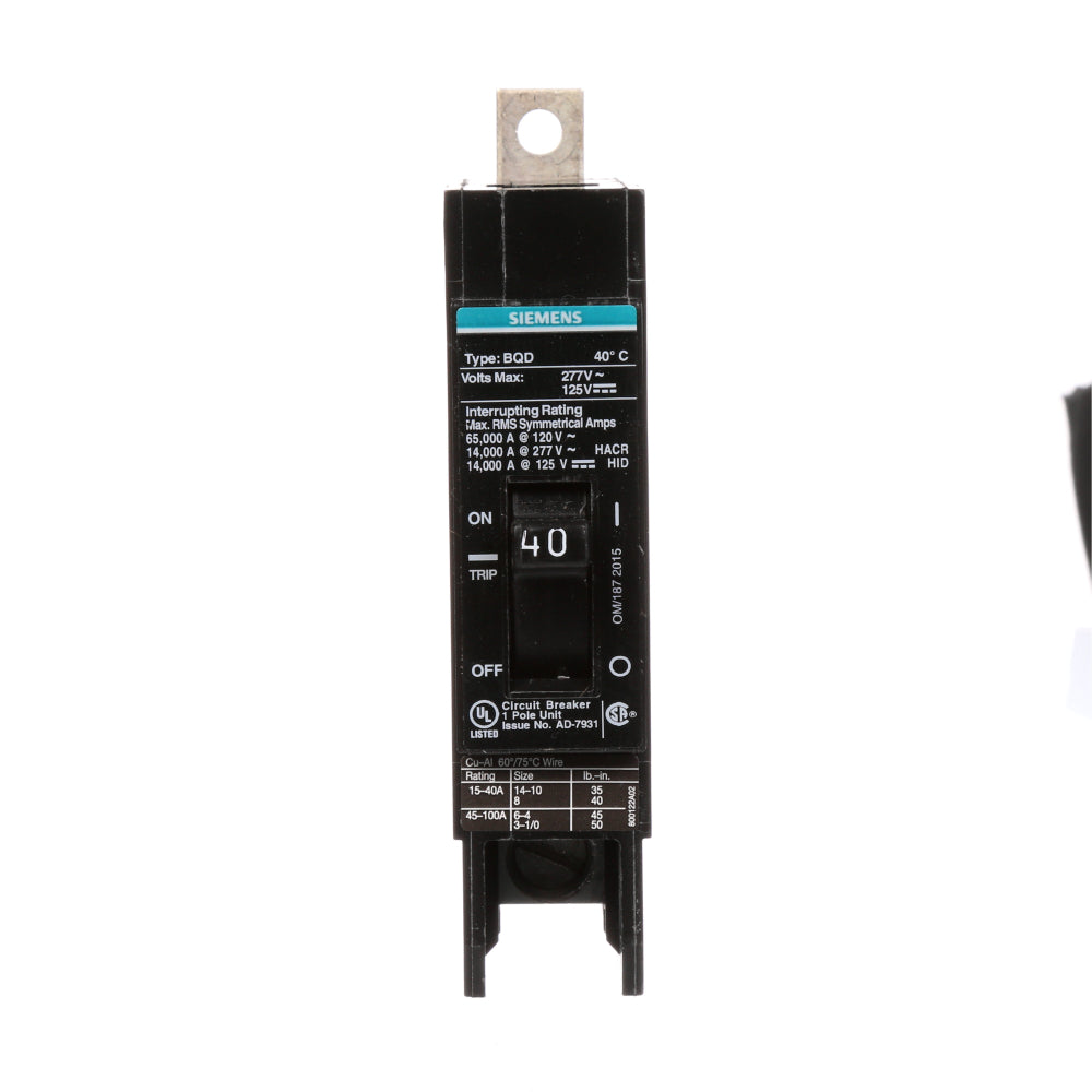 BQD140 - SIemens Bolt-On 40 Amp 1 Pole Circuit Breaker - Essential Electric Supply
