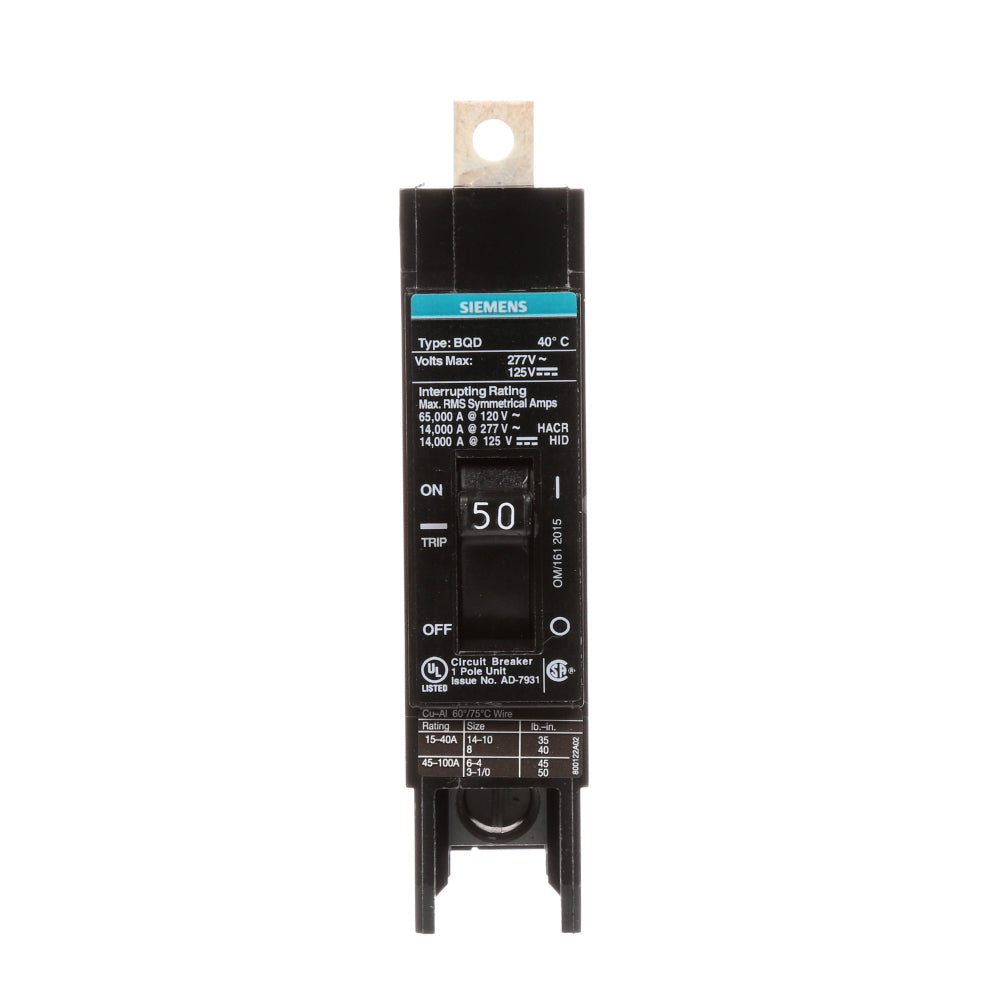 BQD150 - SIemens Bolt-On 50 Amp 1 Pole Circuit Breaker - Essential Electric Supply