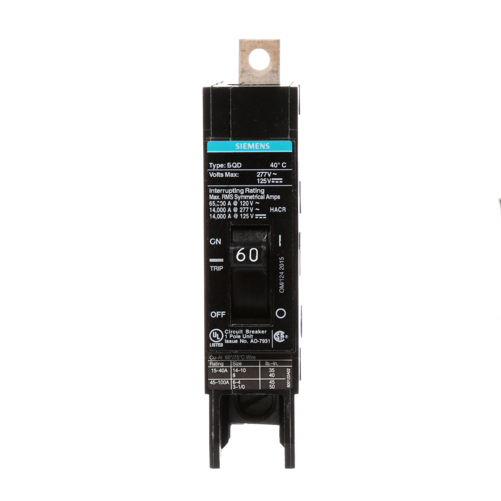 BQD160 - SIemens Bolt-On 60 Amp 1 Pole Circuit Breaker - Essential Electric Supply