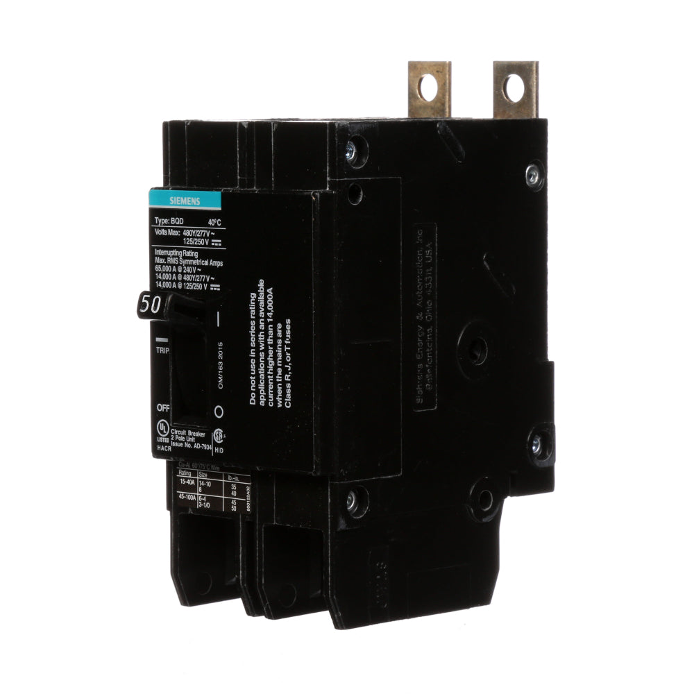 BQD250 - SIemens Bolt-On 50 Amp 2 Pole Circuit Breaker - Essential Electric Supply