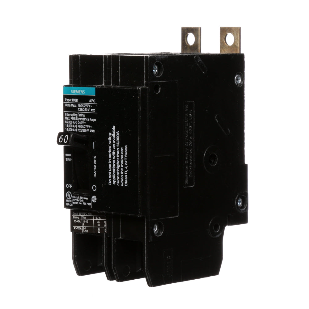 BQD260 - SIemens/ ITE Bolt-On 60 Amp 2 Pole Circuit Breaker - Essential Electric Supply