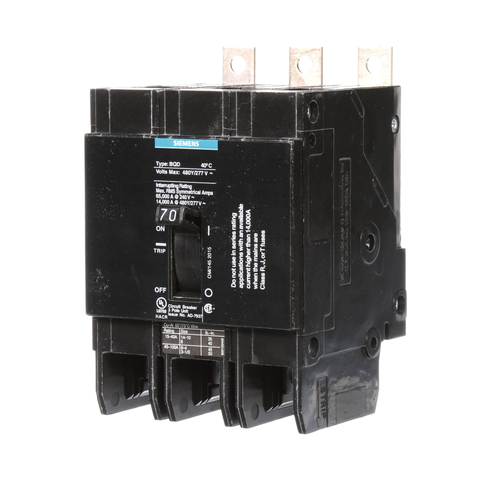 BQD370 - SIemens Bolt-On 70 Amp 3 Pole Circuit Breaker - Essential Electric Supply