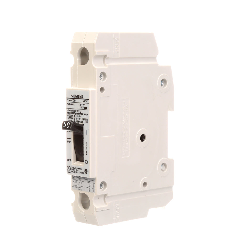 CQD150 - SIemens Feed-Thru 50 Amp 1 Pole Circuit Breaker - Essential Electric Supply