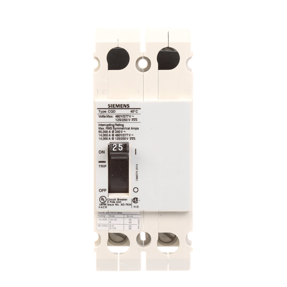 CQD225 - SIemens Feed-Thru 25 Amp 2 Pole Circuit Breaker - Essential Electric Supply