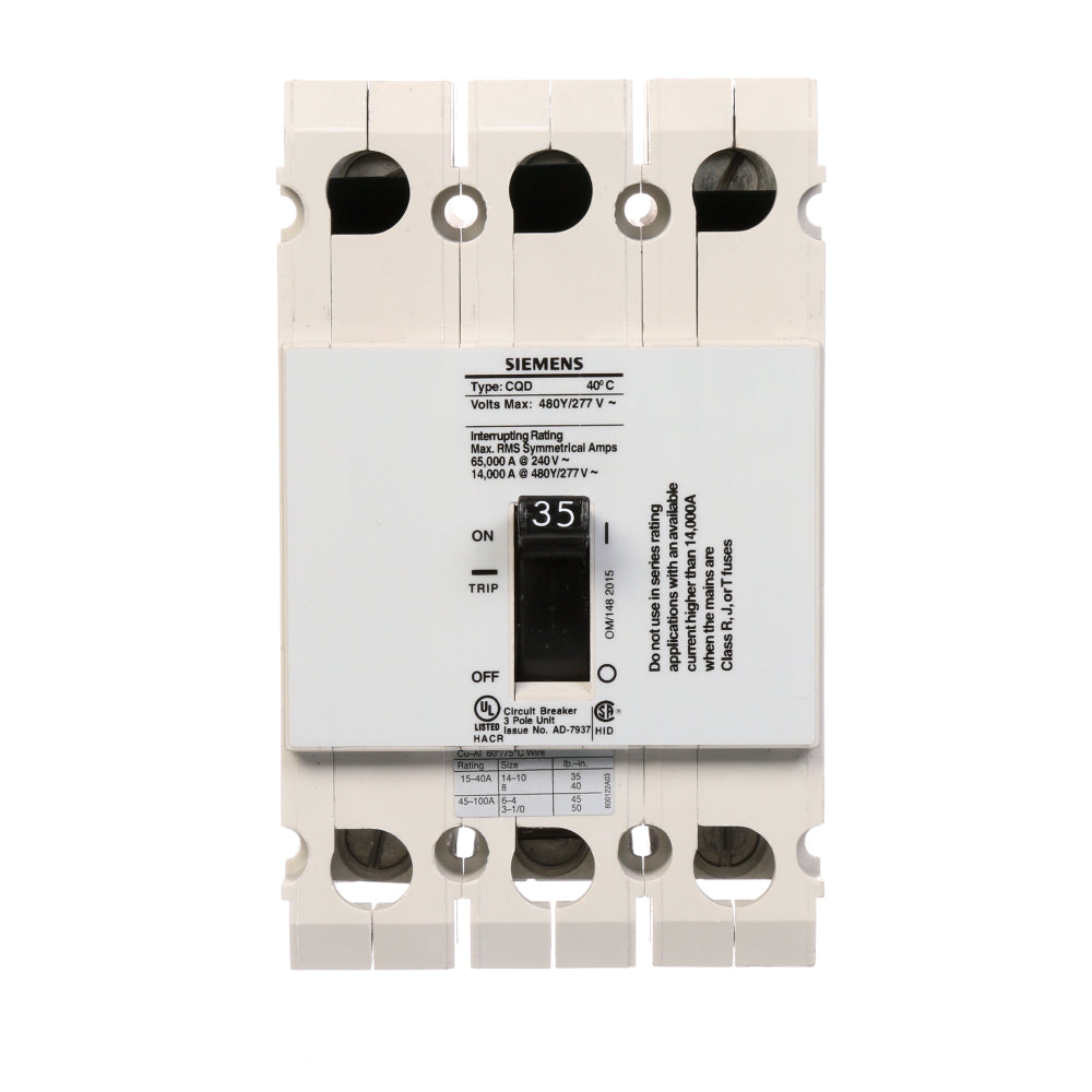 CQD335 - SIemens Feed-Thru 35 Amp 3 Pole Circuit Breaker - Essential Electric Supply