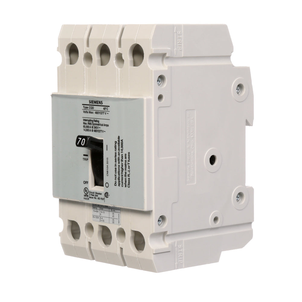 CQD370 - SIemens Feed-Thru 70 Amp 3 Pole Circuit Breaker - Essential Electric Supply