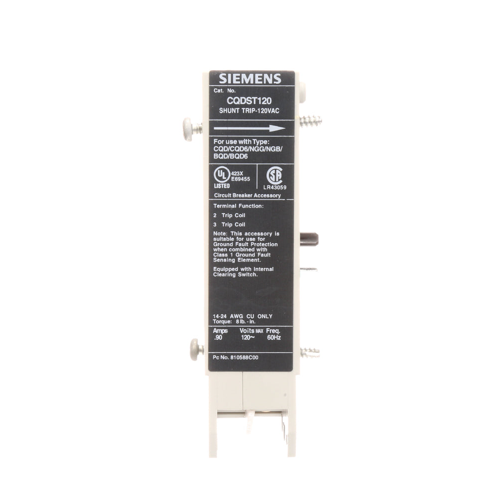 Siemens CQDST120 Circuit Breaker Shunt Trip 120V Sentron Series