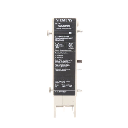 Siemens CQDST120 Circuit Breaker Shunt Trip 120V Sentron Series