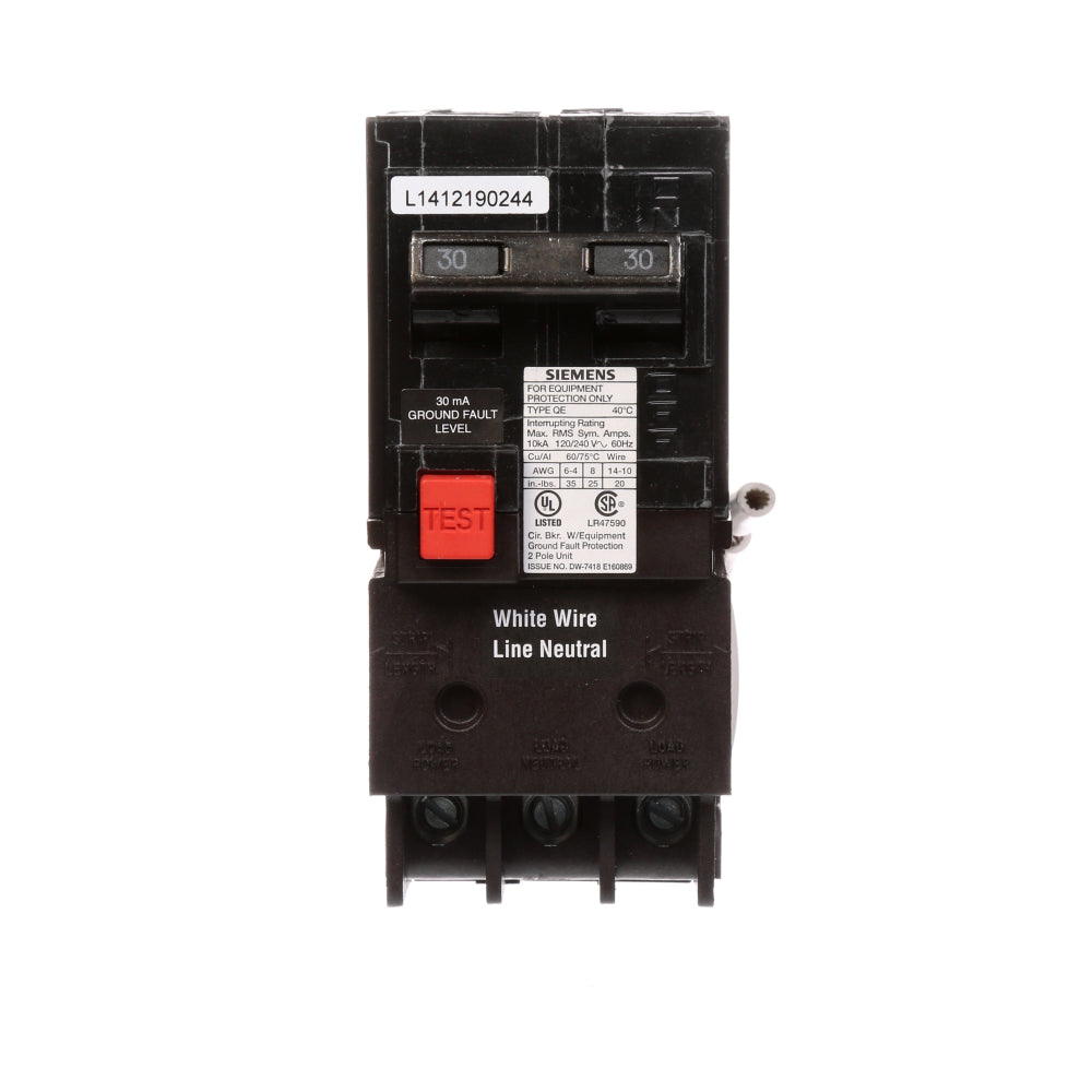 Siemens QE230 Circuit Breaker | 240V 30A 2P 10kA@240V Plug-In Q Series