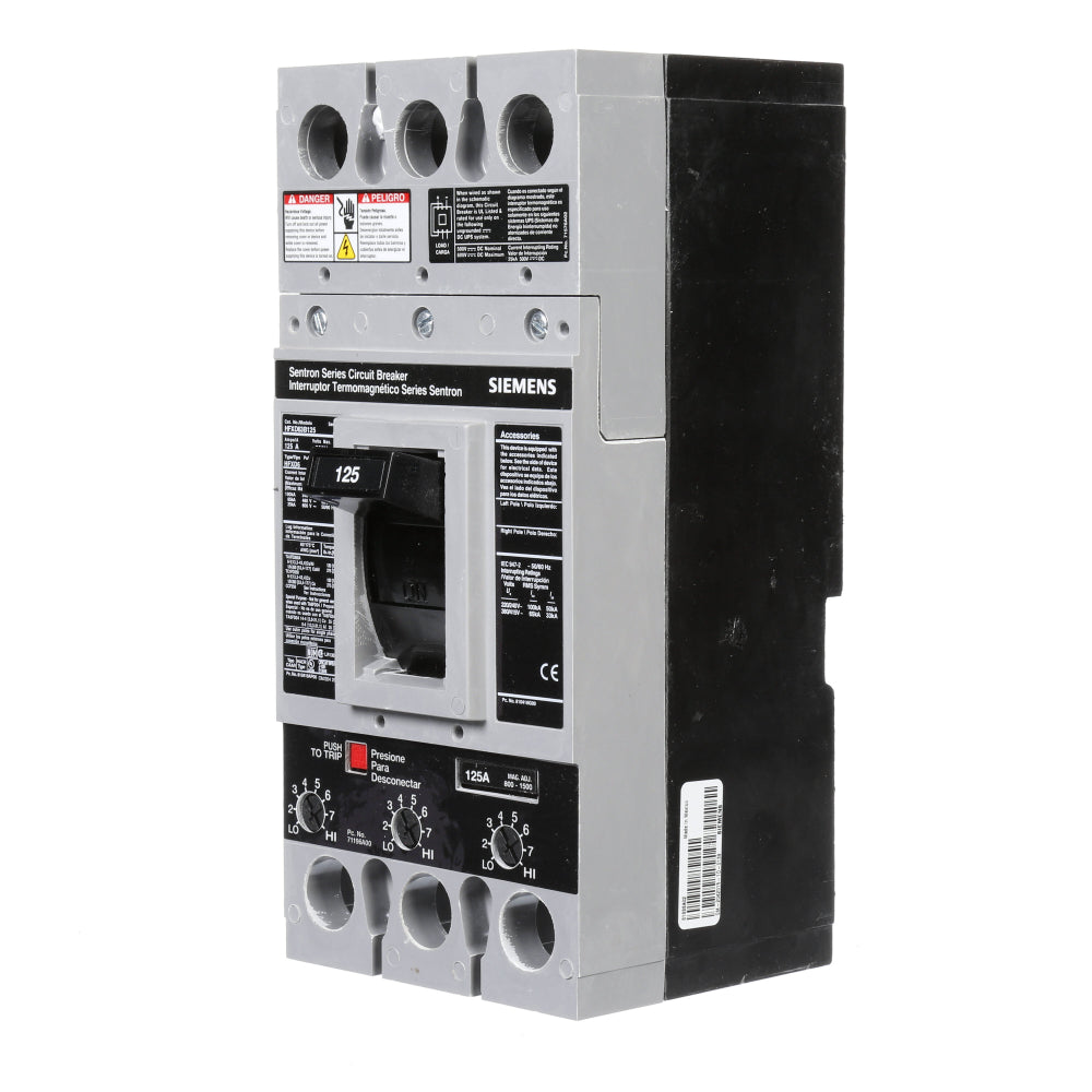 HFXD63B125 - SIemens Bolt-On 125 Amp 3 Pole Circuit Breaker - Essential Electric Supply