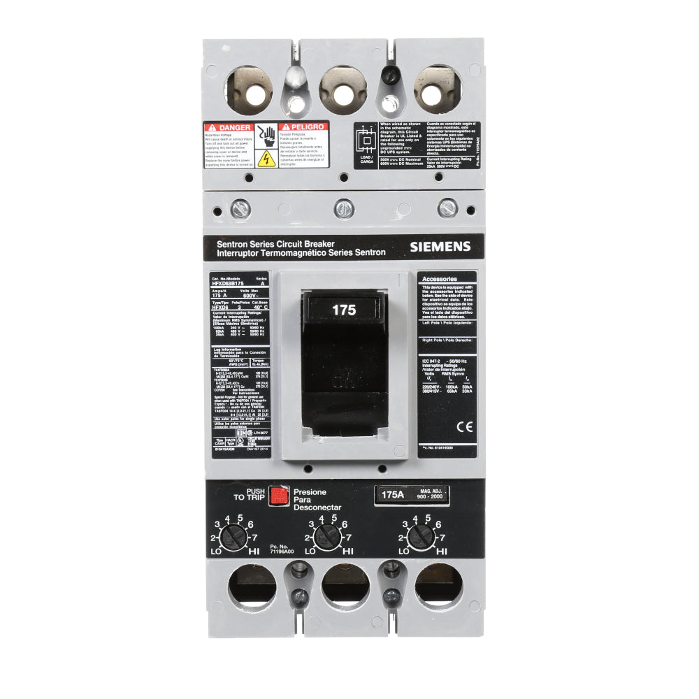 HFXD63B175 - SIemens Bolt-On 175 Amp 3 Pole Circuit Breaker - Essential Electric Supply