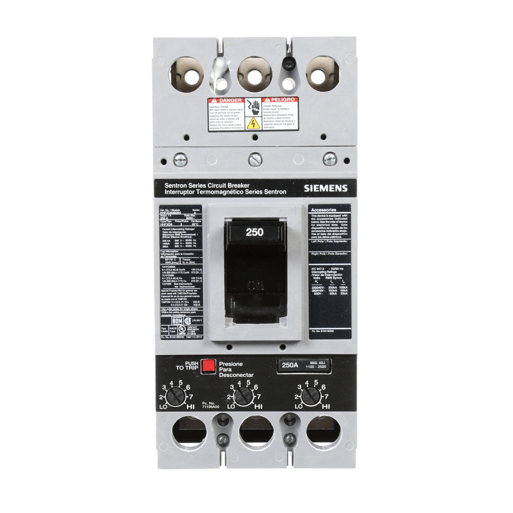 HHFXD63B250 - SIemens Bolt-On 250 Amp 3 Pole Circuit Breaker - Essential Electric Supply